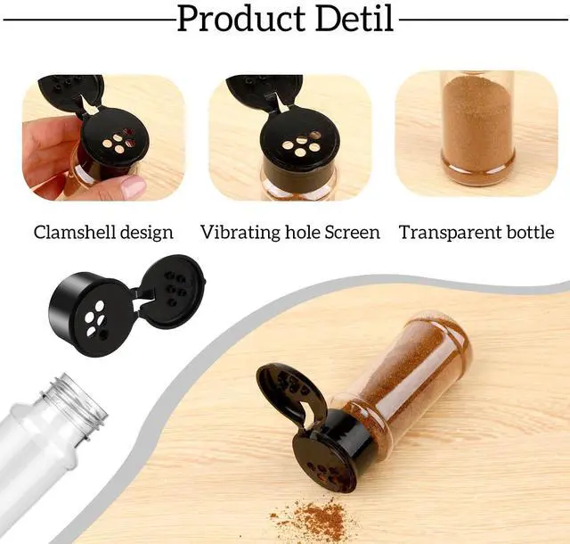 Alt view image 3 of 7 - 6 Pcs Plastic Spice Jars with Shaker Lids, 3 oz Seasoning Containers, Round Empty Spice Bottles Storage Clear Seasoning Bottles Storage Spice, Peppers, Salt for Spice Rack, Drawer, Cabinet