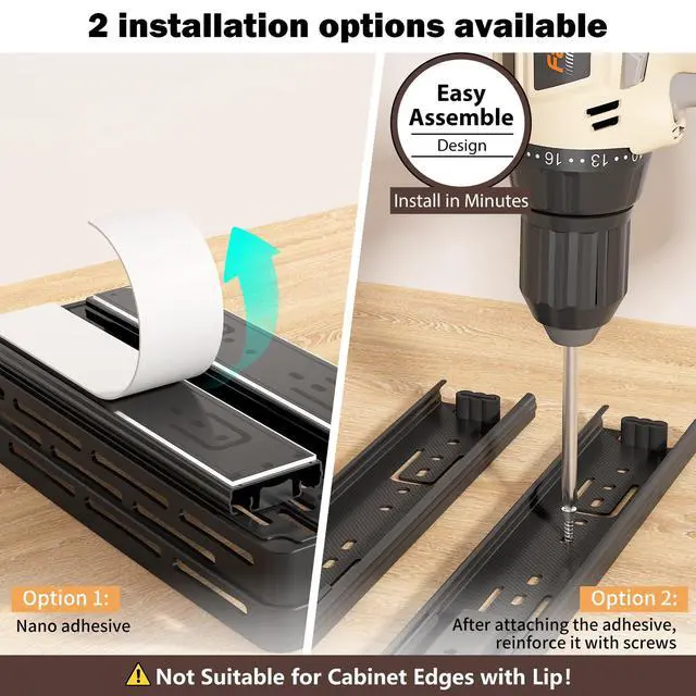 Alt view image 2 of 7 - Pull Out Spice Rack Organizer for Cabinet, 3 Packs Slide Out Spice Racks Organizer, Spice Cabinet Organizers, Cabinet Size Need:12'' Highx11'' Deepx5'' Wide,Each Tier Hold 10 Spice Jar - 2 Tier, Black