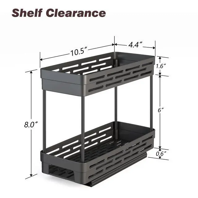 Alt view image 4 of 7 - Pull Out Spice Rack Organizer for Cabinet, 3 Packs Slide Out Spice Racks Organizer, Spice Cabinet Organizers, Cabinet Size Need:12'' Highx11'' Deepx5'' Wide,Each Tier Hold 10 Spice Jar - 2 Tier, Black