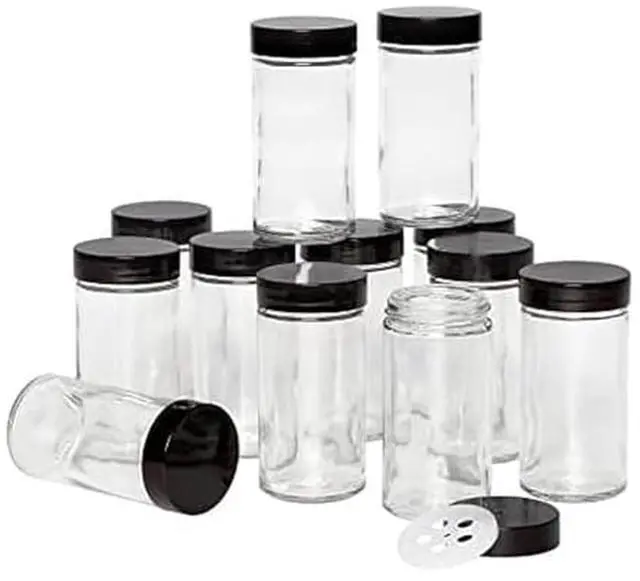 Main image of Empty Jars With Black Cap, Set Of 12, 3-Ounce