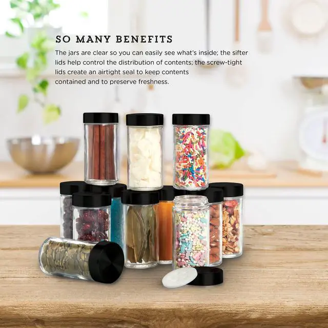 Alt view image 2 of 7 - Empty Jars With Black Cap, Set Of 12, 3-Ounce