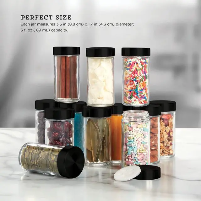 Alt view image 6 of 7 - Empty Jars With Black Cap, Set Of 12, 3-Ounce