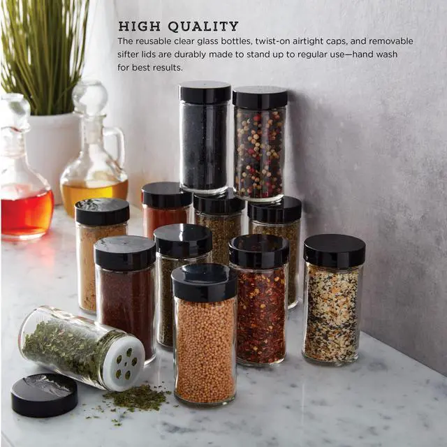 Alt view image 7 of 7 - Empty Jars With Black Cap, Set Of 12, 3-Ounce