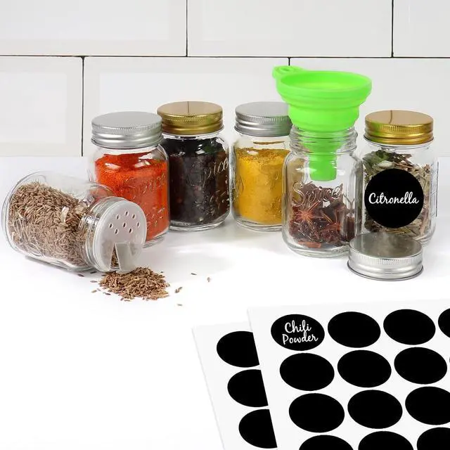 Alt view image 5 of 7 - 30 Pack 4oz Round Glass Spice Jars with Shaker Lids & Metal Caps