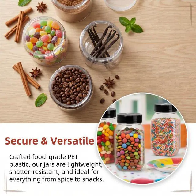 Alt view image 4 of 7 - 16 Pack 17 OZ Plastic Spice Containers, Large Seasoning Jars with Shaker Lids, Reusable Empty Storage Bottle for Kitchen Storing Spice, Powders