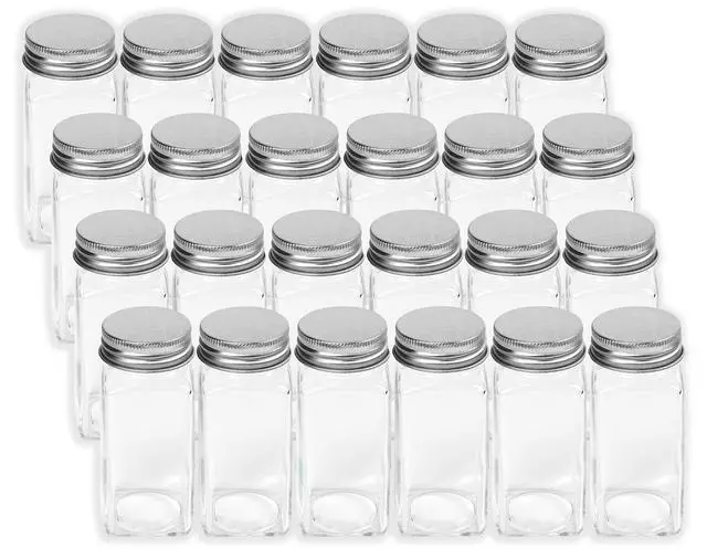 Alt view image 3 of 7 - Spice Jars 4 Ounce Square Glass Bottles with Shaker Lids, Funnel and Labels for Seasoning & Storage, 24 Pack