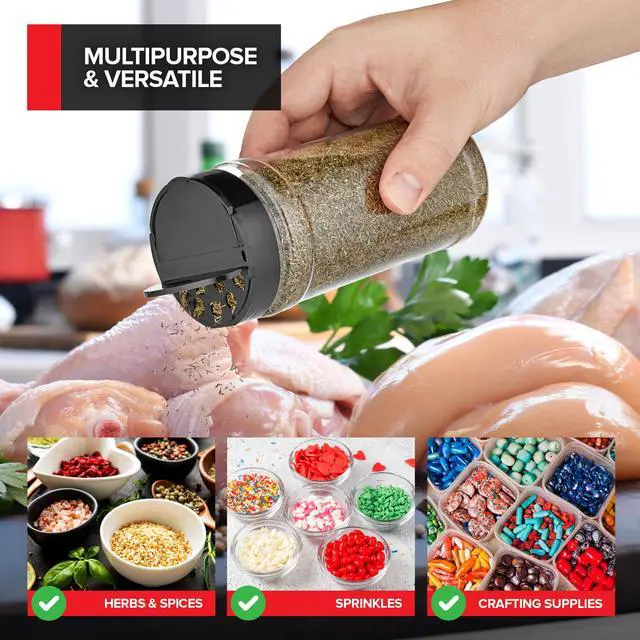 Alt view image 5 of 7 - 6 Pack 16 oz Plastic Spice Jars, Empty Seasoning Containers for Homemade Rub, Spices, Glitter, and More, Small Spice Containers with Black Shaker Lids and Heat-Induction Liner, Clear Spice Jars