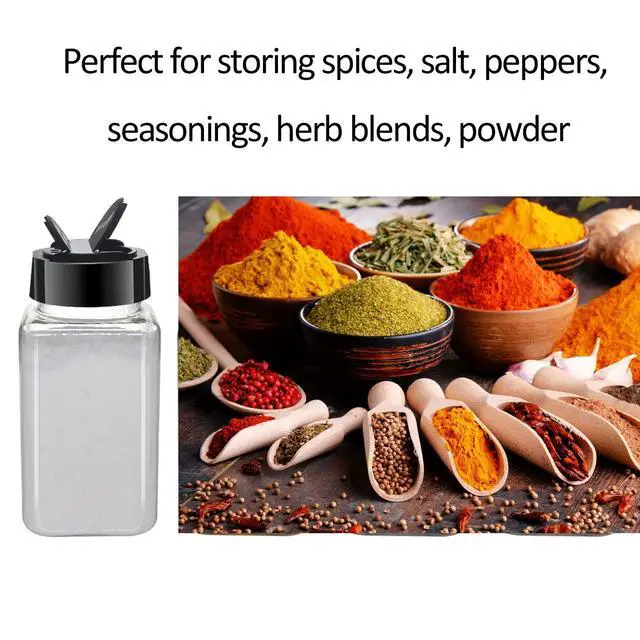 Alt view image 5 of 6 - 24 Pack 4oz Clear Plastic Spice Jars With Black Plastic Lids, Square Spice Bottles, Seasoning Containers with Chalk Labels, Pen, Funnel, Spice Containers For Kitchen Cabinet