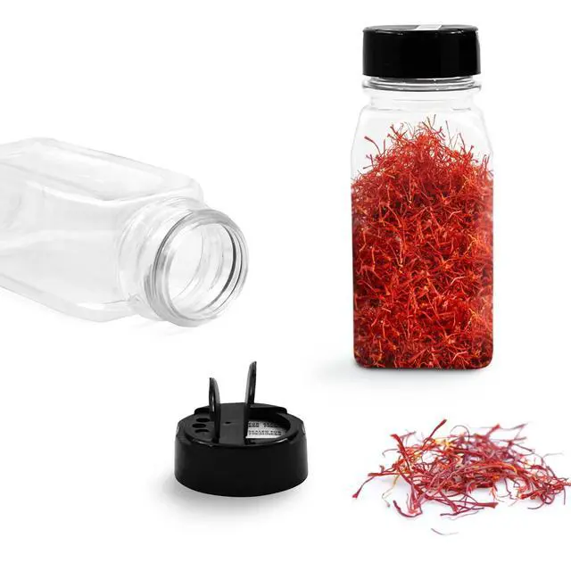 Alt view image 2 of 7 - 6 Pack 14 Oz Plastic Spice Jars with Black Cap, Clear and Safe Plastic Bottle Containers with Shaker Lids for Storing Spice, Herbs and Seasoning Powders, BPA Free, Made in USA