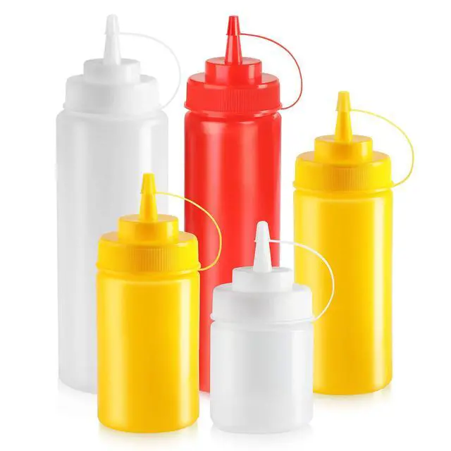 Alt view image 3 of 7 - 32 oz Clear Squeeze Bottle, Wide Mouth, Pack of 6
