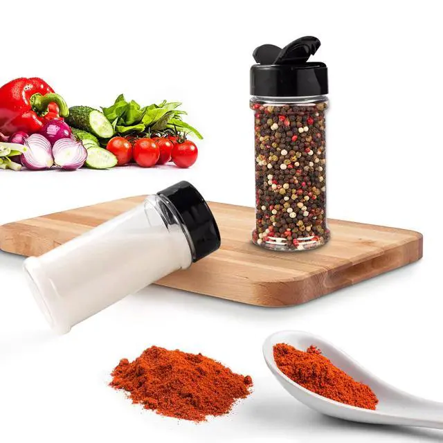 Alt view image 5 of 7 - Plastic Spice Jars Bottle Containers with Black Cap, 5.5Oz, 12 Pack