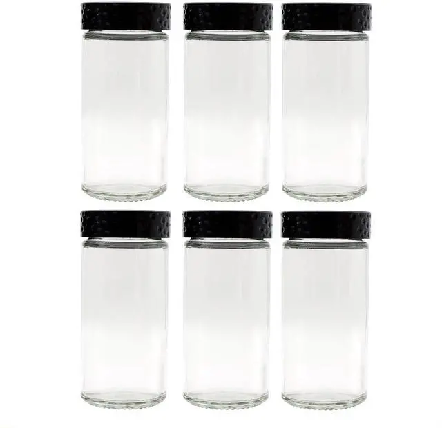 Main image of 6pcs Black Spice Jars, 3 oz Glass Seasoning Bottles, Spices Container, Empty Spice Jars,Round Spice Bottles with Airtight Plastic Caps with Shaker Lids