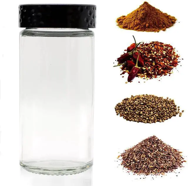 Alt view image 6 of 7 - 6pcs Black Spice Jars, 3 oz Glass Seasoning Bottles, Spices Container, Empty Spice Jars,Round Spice Bottles with Airtight Plastic Caps with Shaker Lids