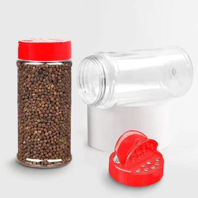 Alt view image 7 of 7 - 6 Pack 16 Oz Plastic Spice Jars with Red Cap, Clear and Safe Plastic Bottle Containers with Shaker Lids for Storing Spice, Herbs and Seasoning Powders, BPA Free, Made in USA