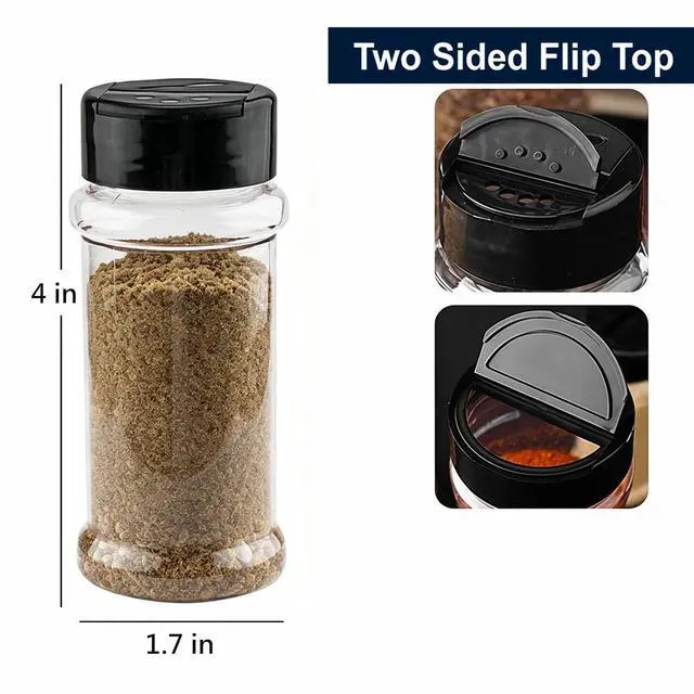 Alt view image 2 of 7 - 24 Pcs Spice Bottles Plastic Seasoning Containers, 3 Oz Clear Plastic Spice Jars with Shaker Lids Empty for Spice & Herbs, Powders, Glitters, BPA Free | Heavy Duty | Wide Mouth | Dual Flaps