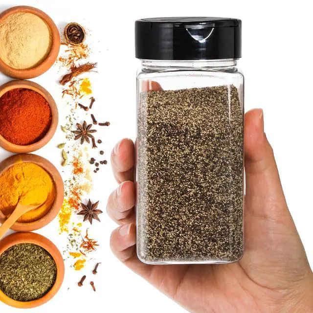 Alt view image 5 of 7 - 16 Pack 9 oz Plastic Spice Jars with Black Cap, Plastic Spice Bottles Empty Seasoning Containers for Storing Spice, Herbs and Powders