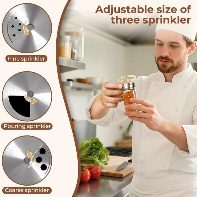 Alt view image 2 of 7 - Glass Spice Jars with Shaker Lids 4 oz 6 Pack Square | Labels, Seasoning Herbs Powders, Salt Pepper Chili, Spice Rack Organization, Kitchen Cabinet Storage, Funnel Included