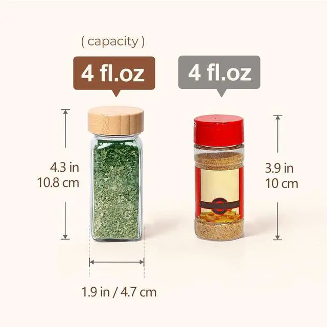 Alt view image 5 of 7 - Glass Spice Jars with with Labels 4 oz 6 Pack Small Bamboo Lids