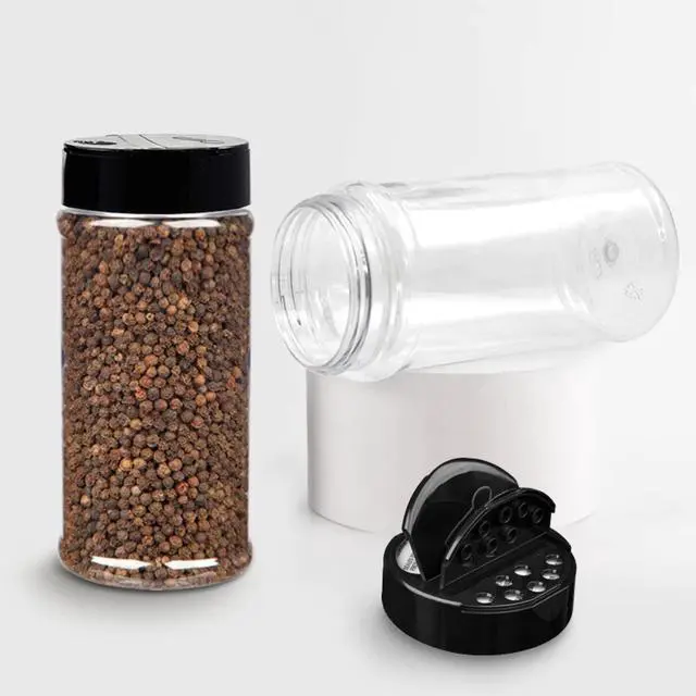 Alt view image 7 of 7 - 6 Pack 16 Oz Plastic Spice Jars with Black Cap, Clear and Safe Plastic Bottle Containers with Shaker Lids for Storing Spice, Herbs and Seasoning Powders, BPA Free, Made in USA