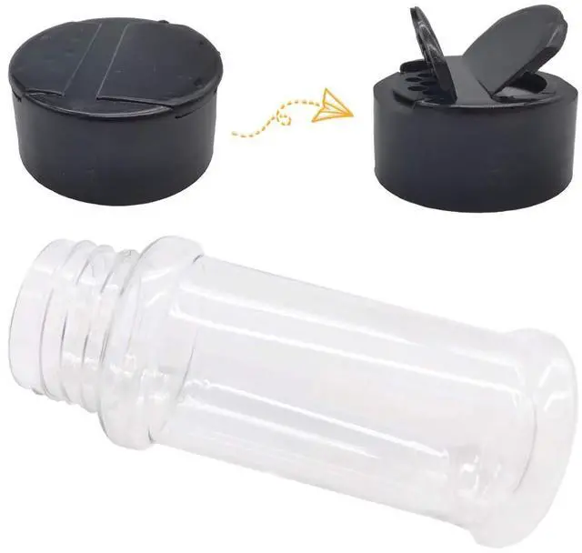 Alt view image 4 of 7 - 16 Pack 3.4oz/100ml Plastic Spice Bottles Set,Empty Seasoning Containers with Black Cap,Clear Reusable Containers Jars for Spice,Herbs,Powders,Glitters