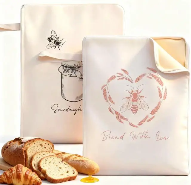 Main image of Premium Beeswax Bread Bags for Sourdough with Wide Zipper Access, 2 Pack XL(13x17in) Reusable Organic Beeswax-Coated Linen Cotton Bread Bags for Homemade Bread, Keeps Bread Fresh Naturally