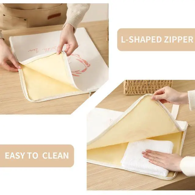 Alt view image 3 of 7 - Premium Beeswax Bread Bags for Sourdough with Wide Zipper Access, 2 Pack XL(13x17in) Reusable Organic Beeswax-Coated Linen Cotton Bread Bags for Homemade Bread, Keeps Bread Fresh Naturally