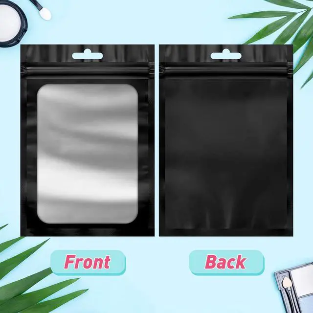 Alt view image 3 of 6 - 300 Pack Smell Proof Resealable Bags for Food Storage,Mylar Clear Bags 4x6 Black Packaging Bag- Edibles,Odorless Scent Proof Bag for Cookies, Zip Foil Pouch for Small Business, trading card