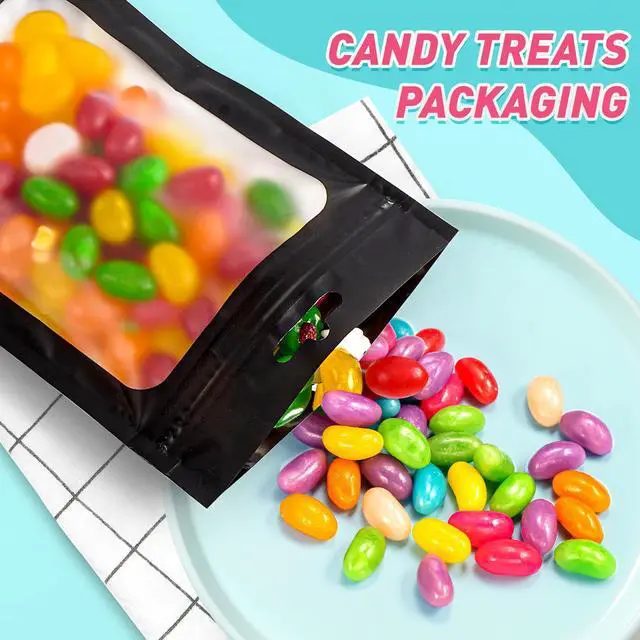 Alt view image 5 of 6 - 300 Pack Smell Proof Resealable Bags for Food Storage,Mylar Clear Bags 4x6 Black Packaging Bag- Edibles,Odorless Scent Proof Bag for Cookies, Zip Foil Pouch for Small Business, trading card