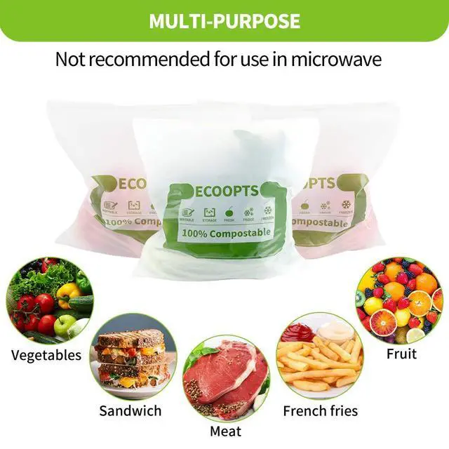 Alt view image 7 of 7 - 100% Compostable Large Gallon Zip Bag | ECO-Friendly Food Storage Bags | Freezer Bag | Plant-Based BPA-free | Seal well for Fruit,Food and Snack (1, Large)