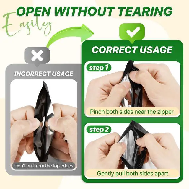 Alt view image 6 of 6 - 100 PCS Resealable Mylar Bags with Frosted Clear Window Bags Packaging Bag Foil Pouch Zipper Bag for Food Self Sealing Storage Supplies (Black, 7.08x10.24)