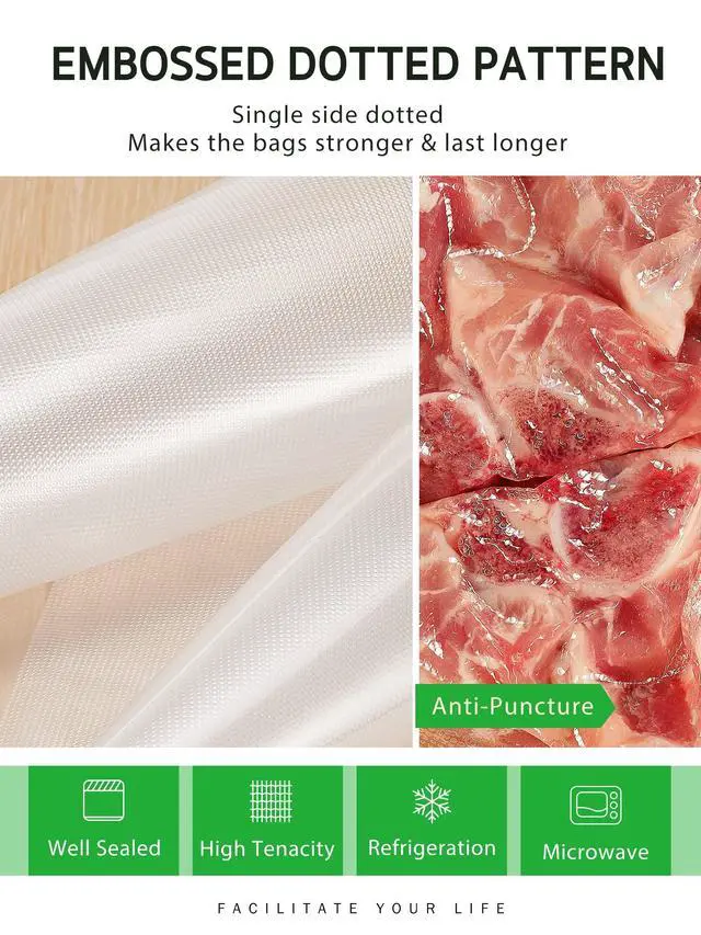 Alt view image 4 of 7 - 11" x 150' Food Vacuum Seal Roll Keeper with Cutter Dispenser, Commercial Grade Vacuum Sealer Bag Rolls, BPA Free Food Vac Bags, Ideal for Storage, Meal Prep and Sous Vide