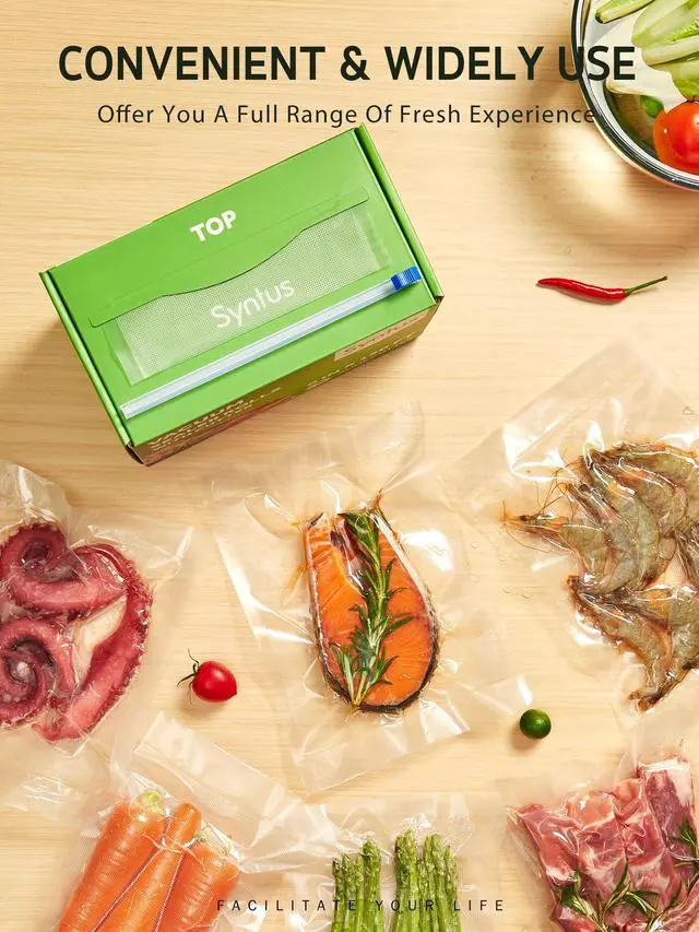 Alt view image 7 of 7 - 11" x 150' Food Vacuum Seal Roll Keeper with Cutter Dispenser, Commercial Grade Vacuum Sealer Bag Rolls, BPA Free Food Vac Bags, Ideal for Storage, Meal Prep and Sous Vide