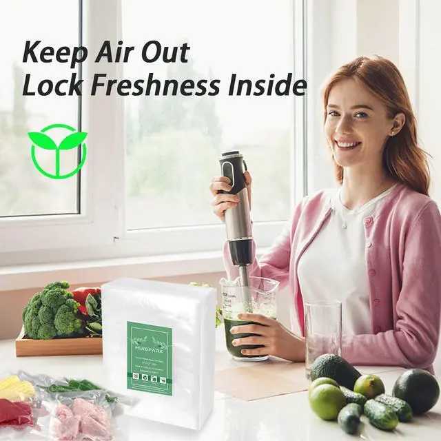 Alt view image 2 of 7 - Vacuum Sealer Bags, 8" × 12" 100 PCS Heavy Duty Pre-Cut Design Commercial Grade Food Sealable Bag for Heat Seal Food Storage,Smell Proof Bags Boilsafe to 280°F Freezable, Resizable,Reuseable (100Pcs)