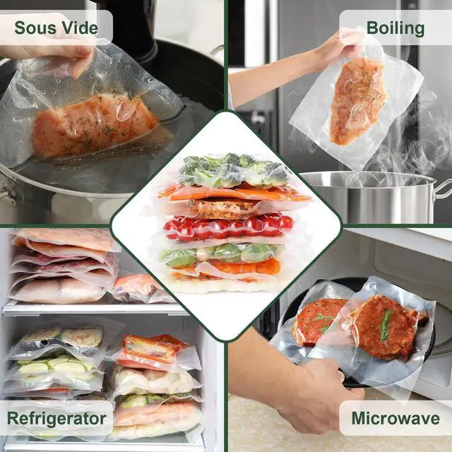 Alt view image 5 of 7 - Vacuum Sealer Bags for Food - 200 Quart 8'' x 12'' Pre-Cut Food Saver Bags Quart Size, Heavy Duty Vacuum Bags for Food, BPA Free Vacuum Seal Bags for Freezer Storage, Seal a Meal or Sous Vide