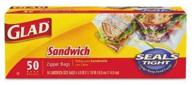 Main image of Glad Zipper Bags, Sandwich bags, clear, Unscented, 50.0 Count
