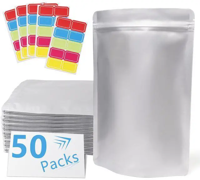 Main image of 1 Quart Mylar Bags for Food Storage 50 Pcs, 7x10" Resealable Pouch