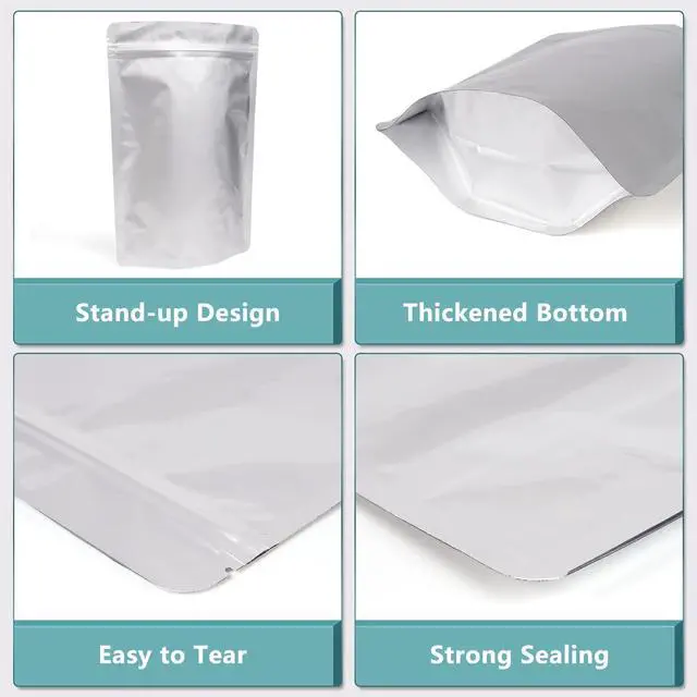 Alt view image 3 of 6 - 1 Quart Mylar Bags for Food Storage 50 Pcs, 7x10" Resealable Pouch