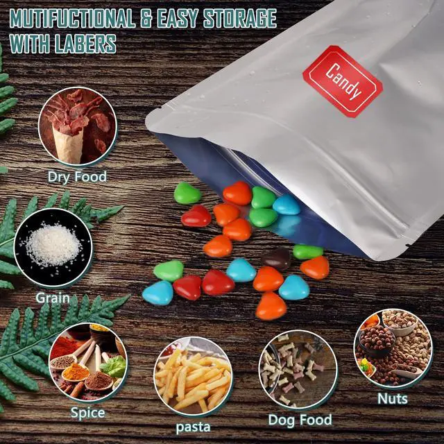 Alt view image 5 of 6 - 1 Quart Mylar Bags for Food Storage 50 Pcs, 7x10" Resealable Pouch