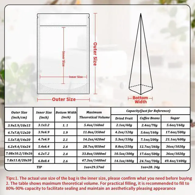Alt view image 4 of 7 - 100 PCS Resealable Bags, Stand Up Kraft Bags with Window Clear Front Pouches, Zipper Lock Food Storage Bags 4.7×7.8 Inch Reusable Sealable Bags for Packaging