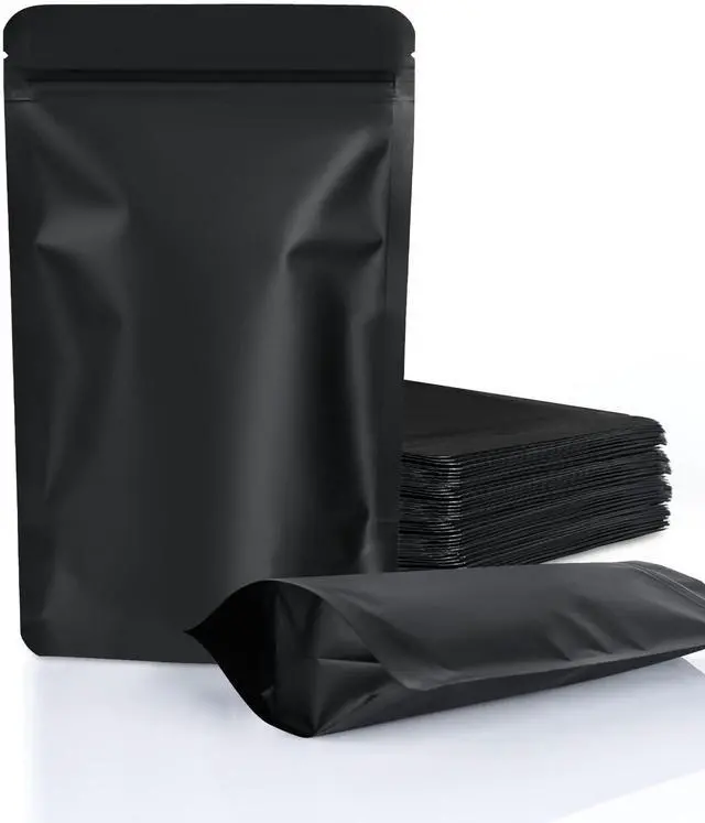 Main image of 100 Pack Resealable Stand Up Bags,Smell Proof Pouch Sealable Foil Pouch Bags for Packaging (Black, 3.5" x 5.1")