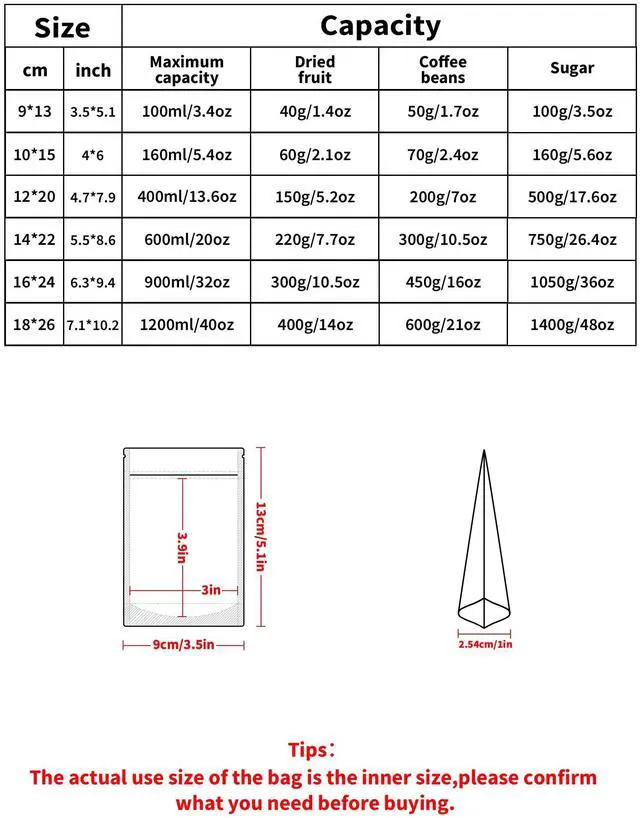 Alt view image 2 of 7 - 100 Pack Resealable Stand Up Bags,Smell Proof Pouch Sealable Foil Pouch Bags for Packaging (Black, 3.5" x 5.1")