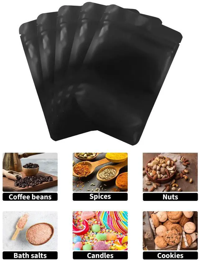 Alt view image 4 of 7 - 100 Pack Resealable Stand Up Bags,Smell Proof Pouch Sealable Foil Pouch Bags for Packaging (Black, 3.5" x 5.1")