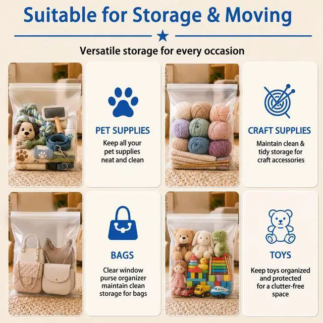 Alt view image 4 of 6 - Extra Large 5 Gallon Zippered Plastic Bags for Storage
