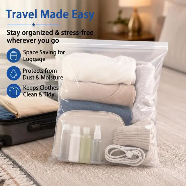 Alt view image 5 of 6 - Extra Large 5 Gallon Zippered Plastic Bags for Storage
