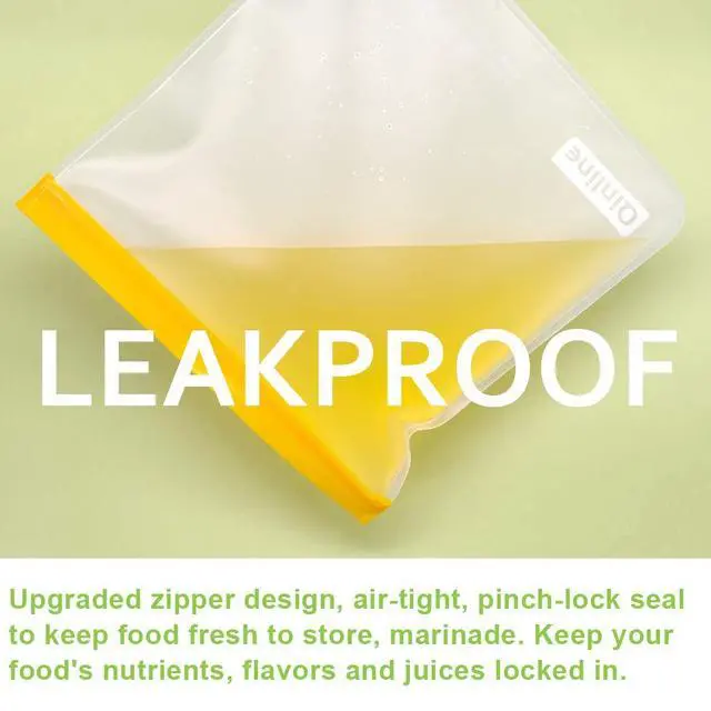 Alt view image 4 of 7 - Reusable Food Storage Bags - 24 Pack Freezer Extra Thick Leakproof Lunch Bag - 8 Gallon 8 Sandwich 8 Snack Bags