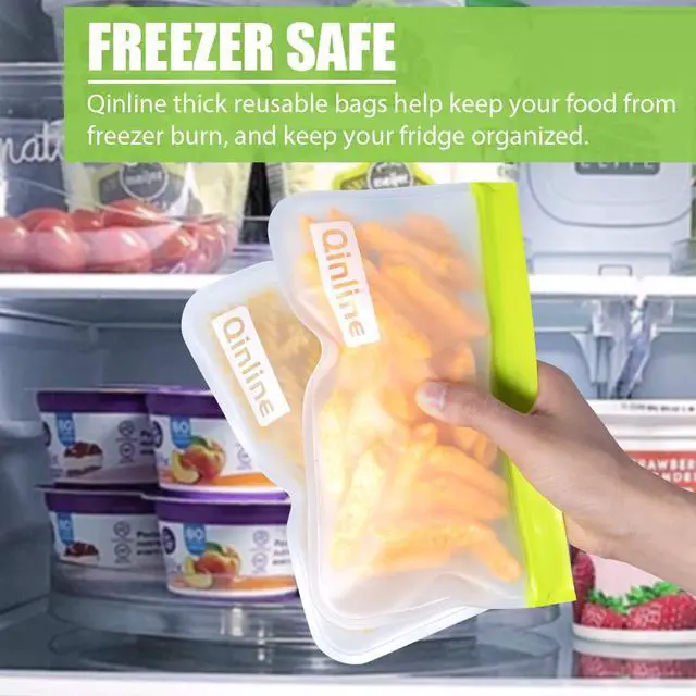 Alt view image 6 of 7 - Reusable Food Storage Bags - 24 Pack Freezer Extra Thick Leakproof Lunch Bag - 8 Gallon 8 Sandwich 8 Snack Bags