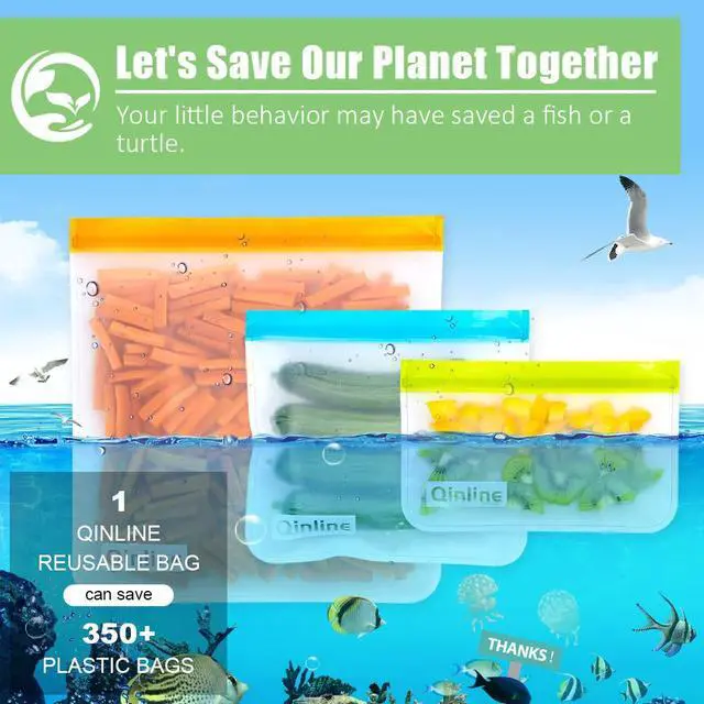 Alt view image 7 of 7 - Reusable Food Storage Bags - 24 Pack Freezer Extra Thick Leakproof Lunch Bag - 8 Gallon 8 Sandwich 8 Snack Bags