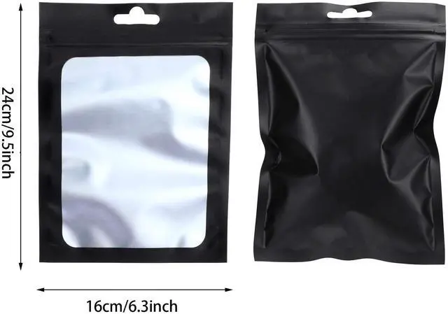 Alt view image 2 of 7 - 100 Pieces Resealable Foil Food Storage Bags with Clear Window Coffee Beans Candy Packaging Pouch for Food Small Business Supplies for Jewelry Self Sealed Storage Bags(6.3 x 9.4 Inch,Black)