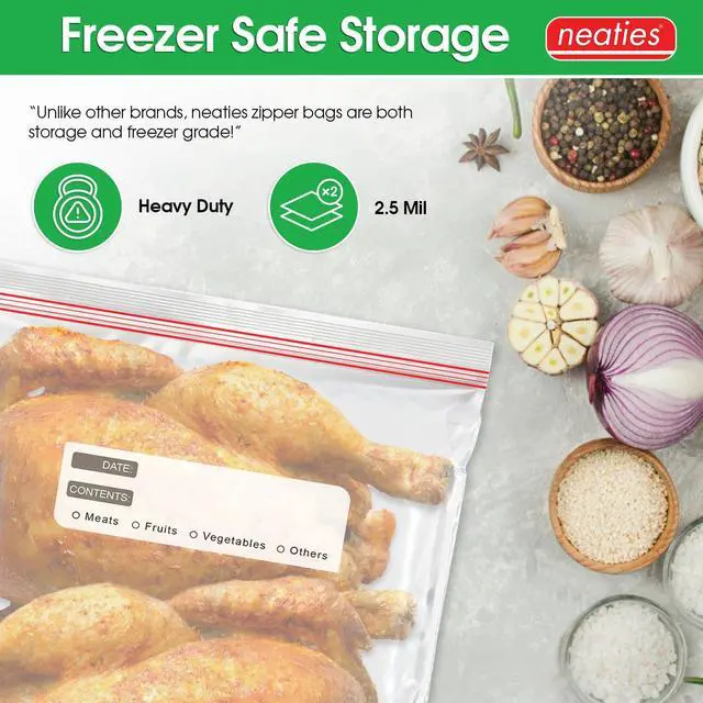 Alt view image 4 of 6 - 5 Gallon Resealable Bags Heavy Duty Jumbo Freezer Bags with Dual Zipper 18x24" Extra Large with Writable Space for Kitchen or Home Storage BPA-Free Food Grade Plastic 14 Pack