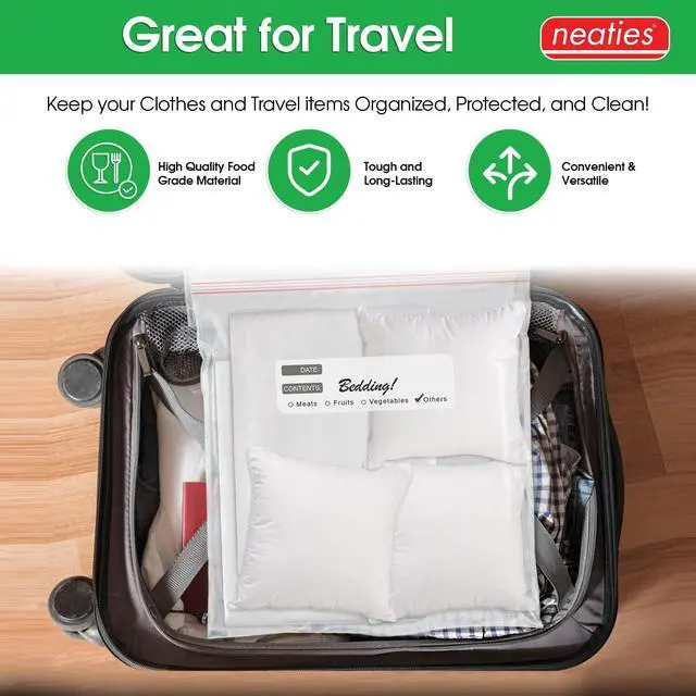 Alt view image 5 of 6 - 5 Gallon Resealable Bags Heavy Duty Jumbo Freezer Bags with Dual Zipper 18x24" Extra Large with Writable Space for Kitchen or Home Storage BPA-Free Food Grade Plastic 14 Pack